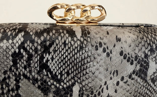 Black & White Python Clutch
