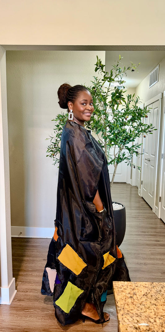 Black Patchwork Kaftan