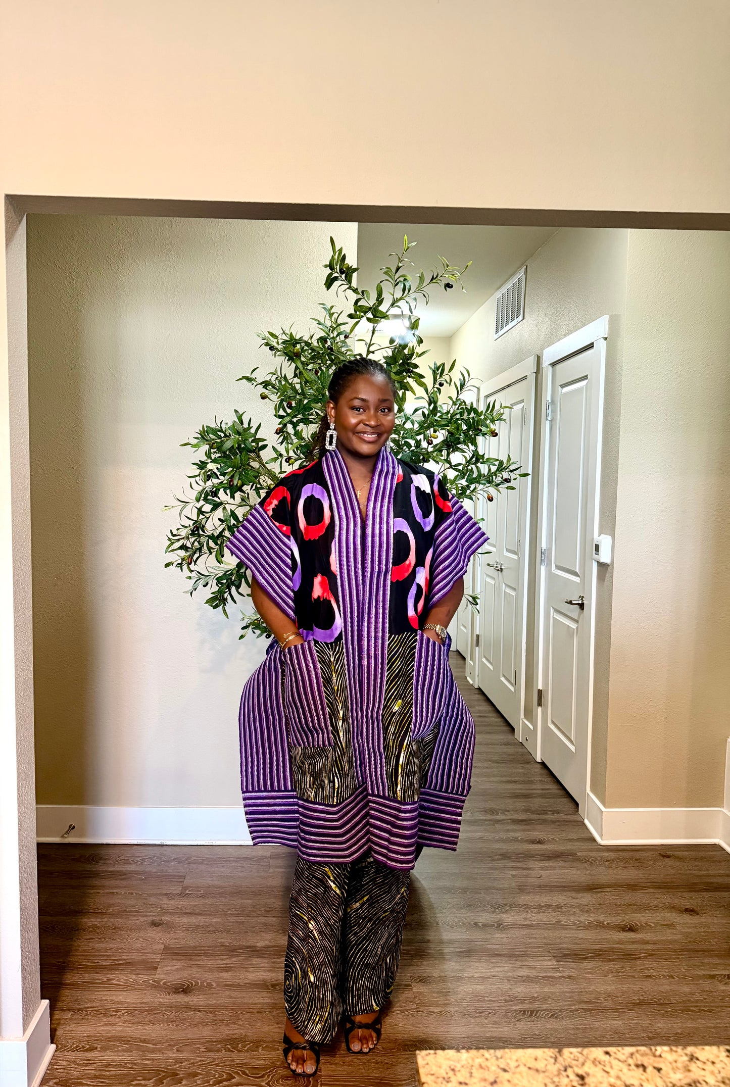 Purple Aso Oke Jacket Set