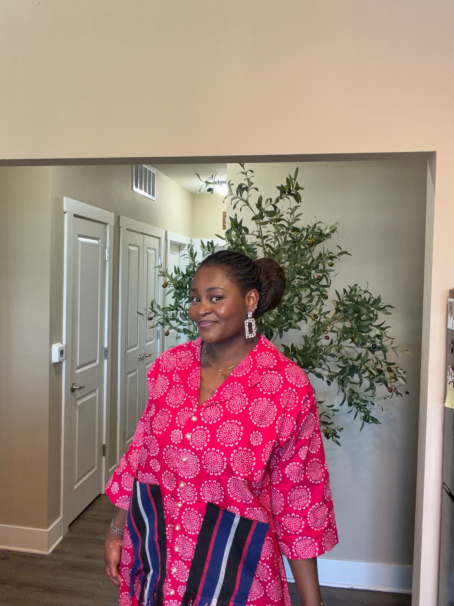 Pink Print Shirt Dress