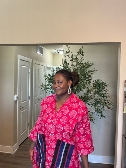 Pink Print Shirt Dress