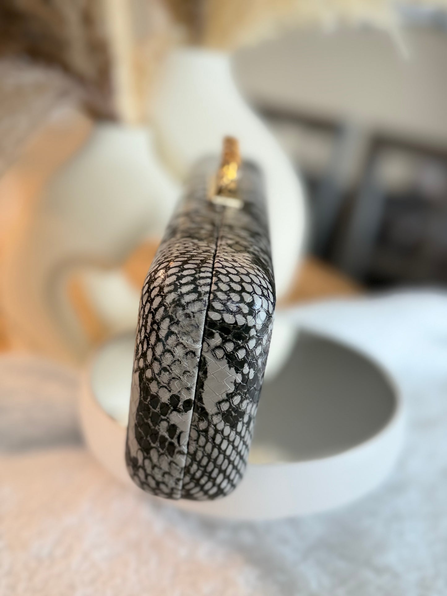 Black & White Python Clutch