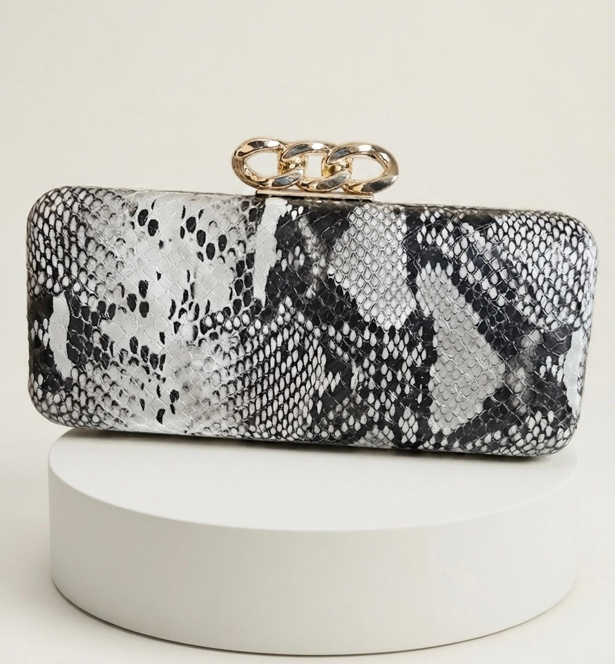 Black & White Python Clutch