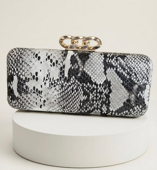 Black & White Python Clutch