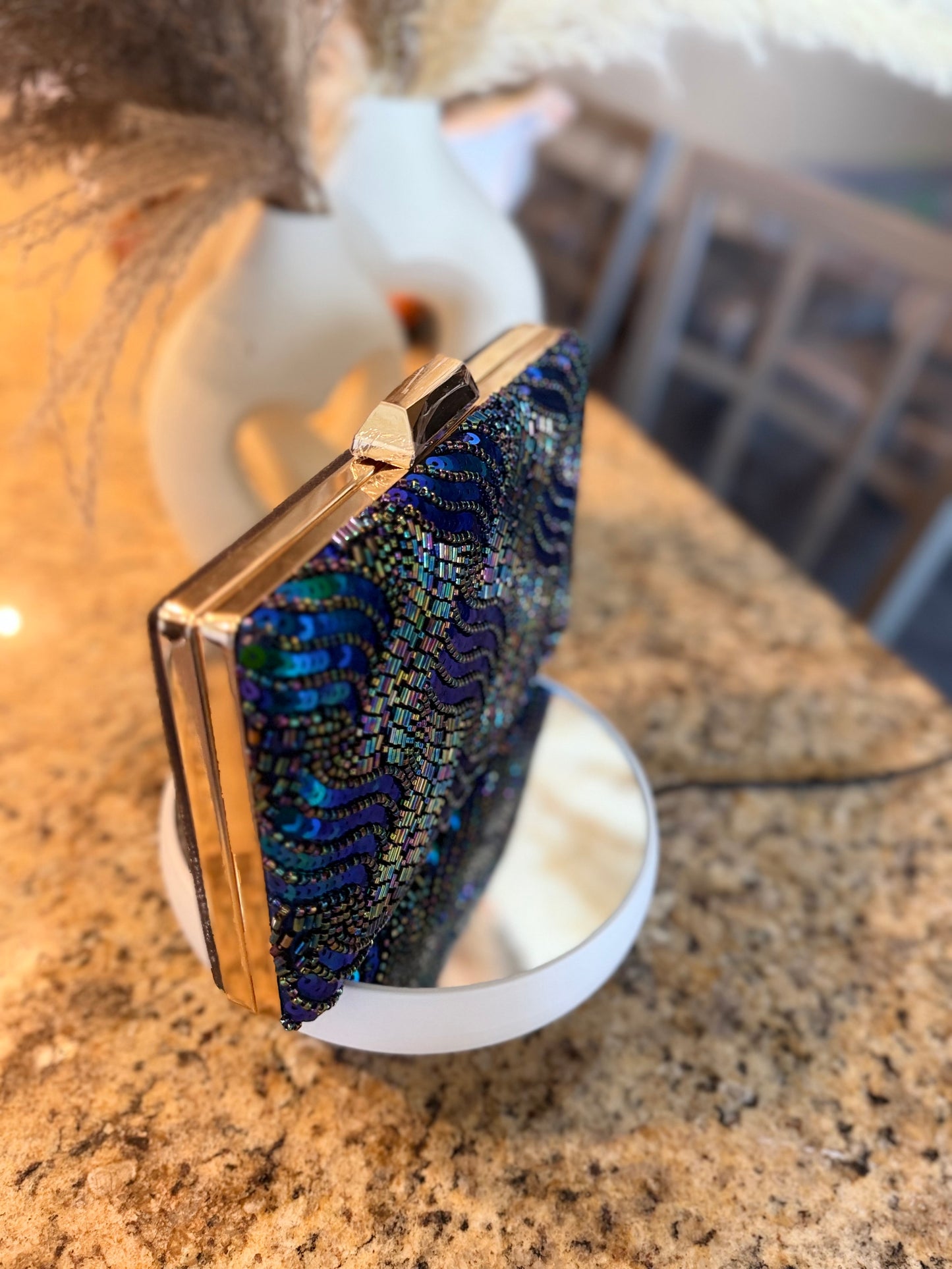 Peacock Luxe Beaded Clutch