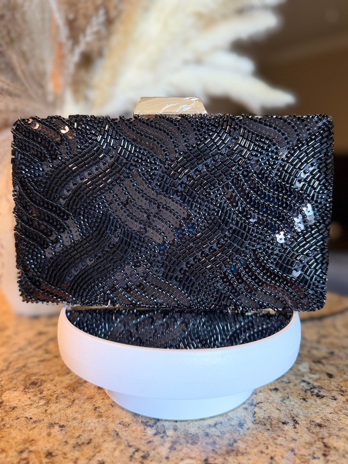 Midnight Noir Beaded Clutch