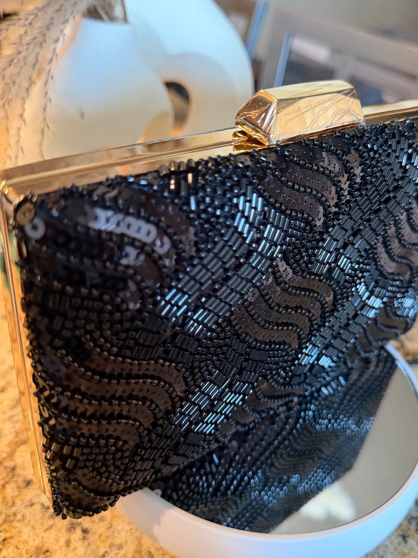 Midnight Noir Beaded Clutch