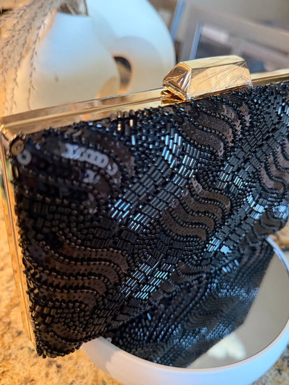 Midnight Noir Beaded Clutch