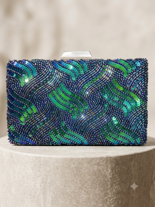 Peacock Luxe Beaded Clutch