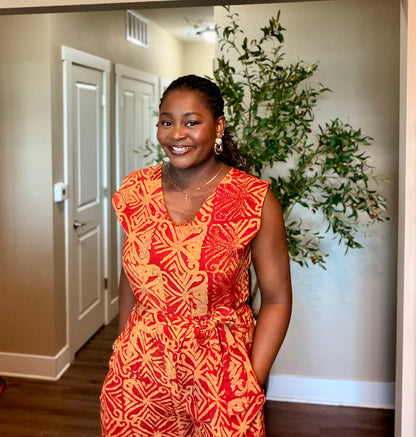 Orange Adire Jumpsuit