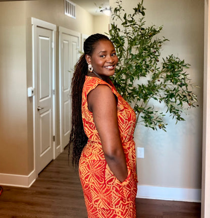 Orange Adire Jumpsuit