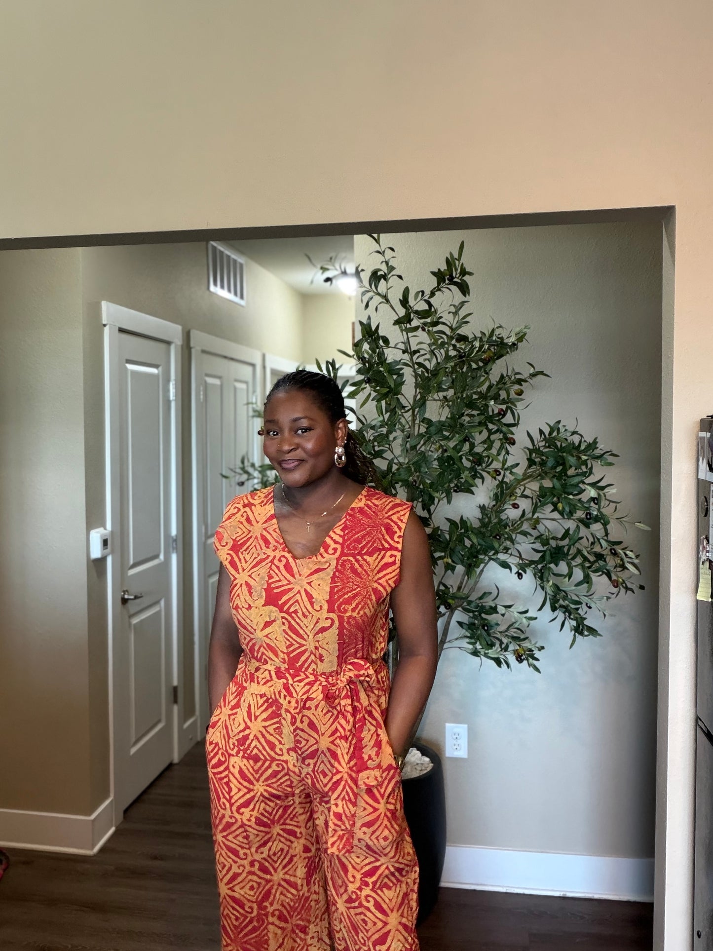 Orange Adire Jumpsuit