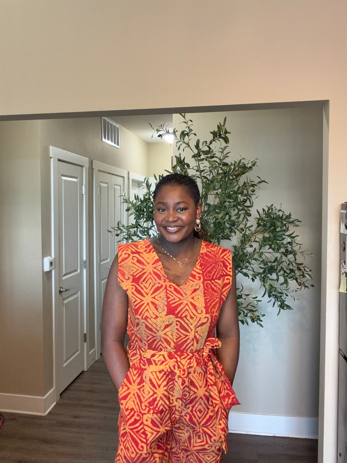 Orange Adire Jumpsuit