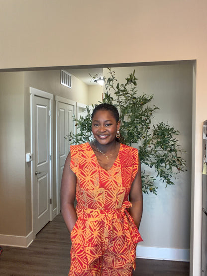 Orange Adire Jumpsuit