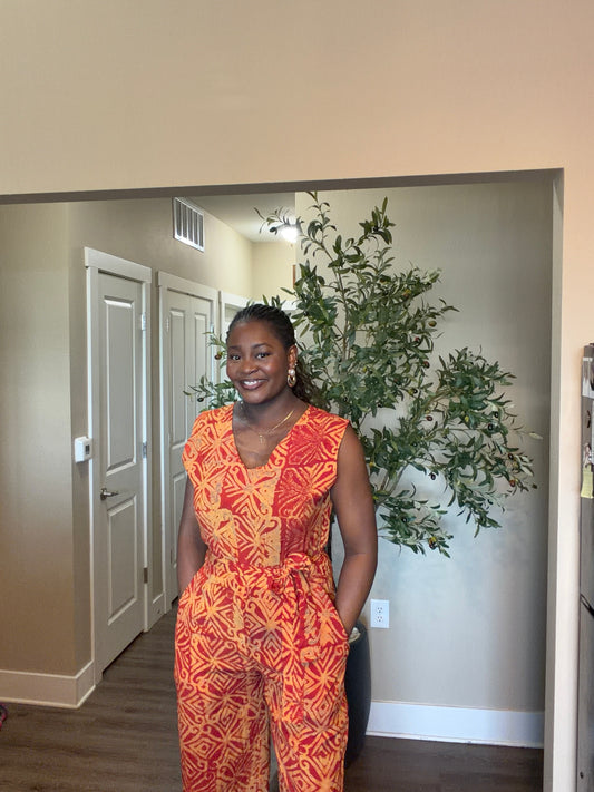 Orange Adire Jumpsuit