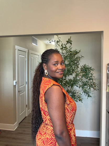 Orange Adire Jumpsuit
