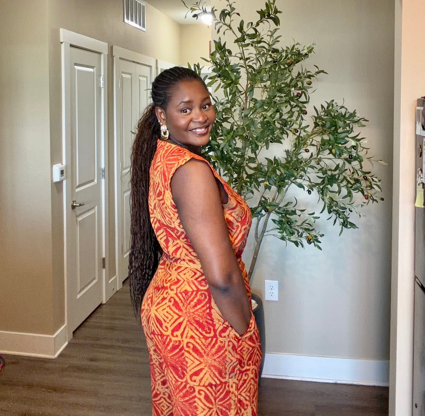 Orange Adire Jumpsuit