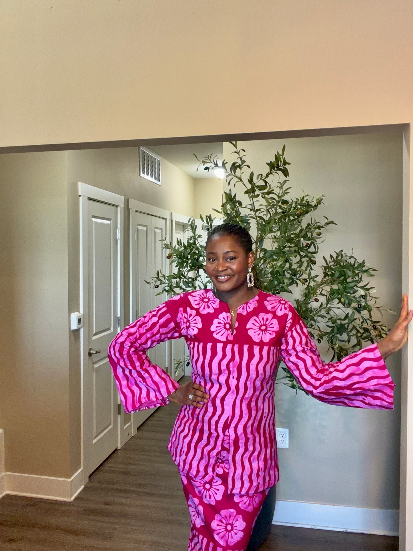 Pink African Print Two-Piece Set