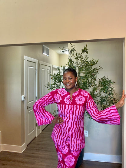 Pink African Print Two-Piece Set