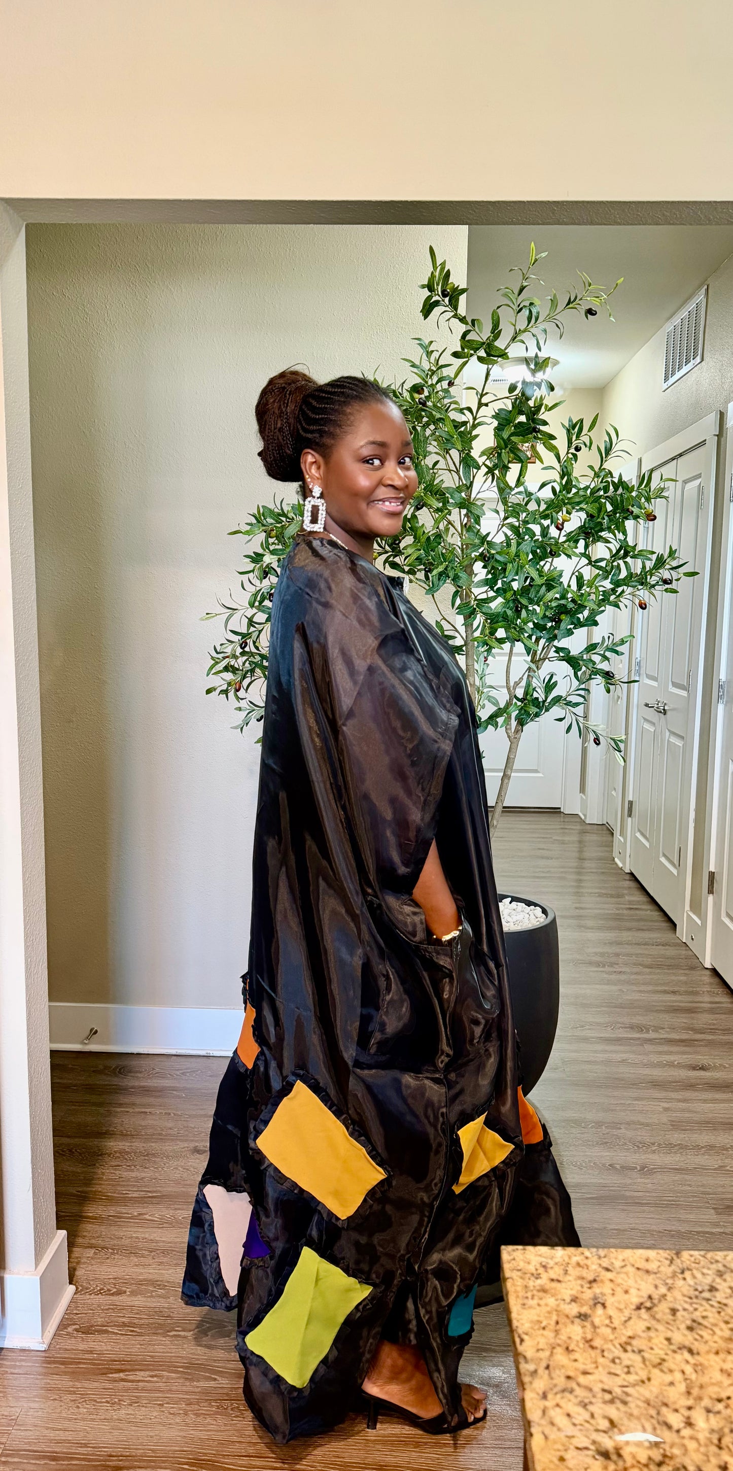 Black Patchwork Kaftan