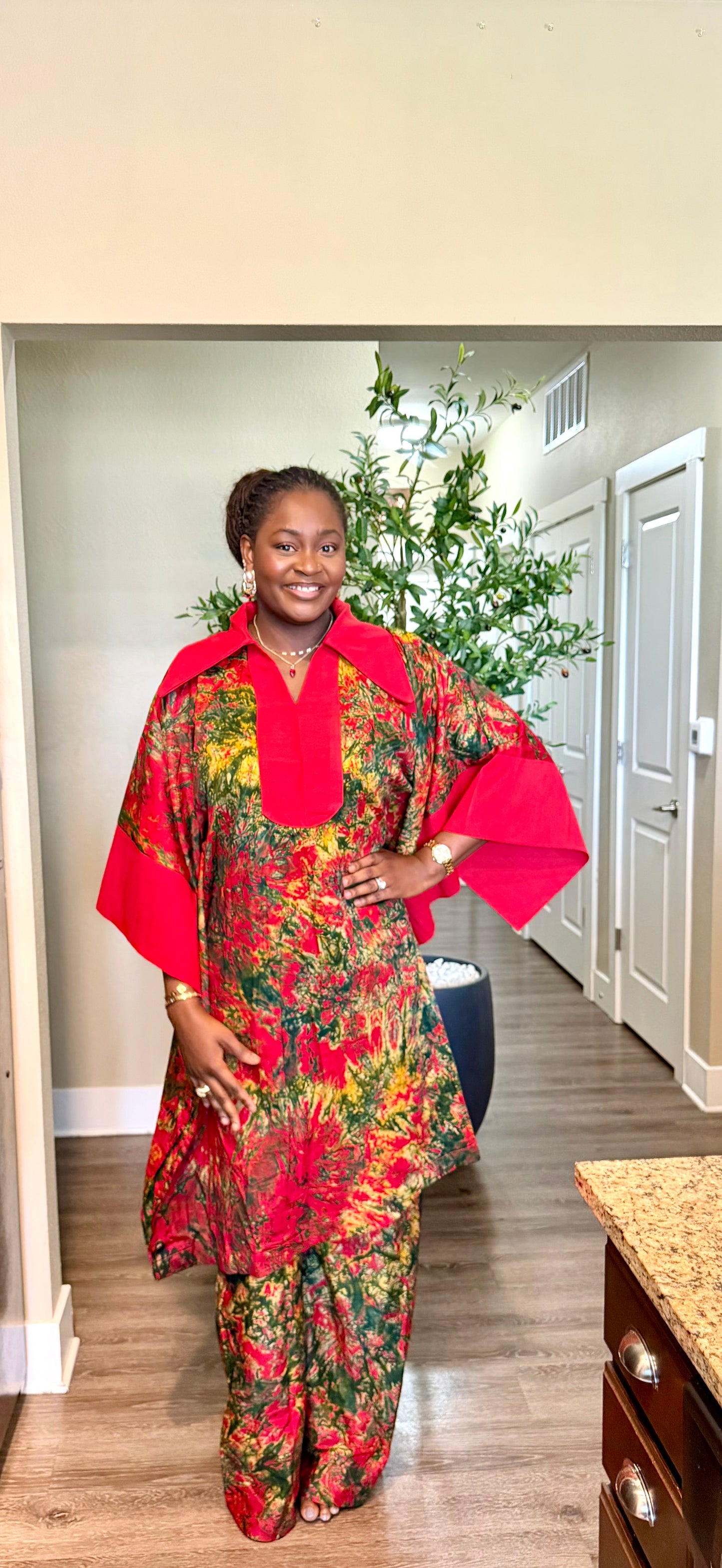 Luxury Red Adire Two Piece Set