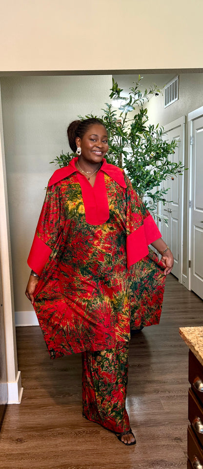 Luxury Red Adire Two Piece Set