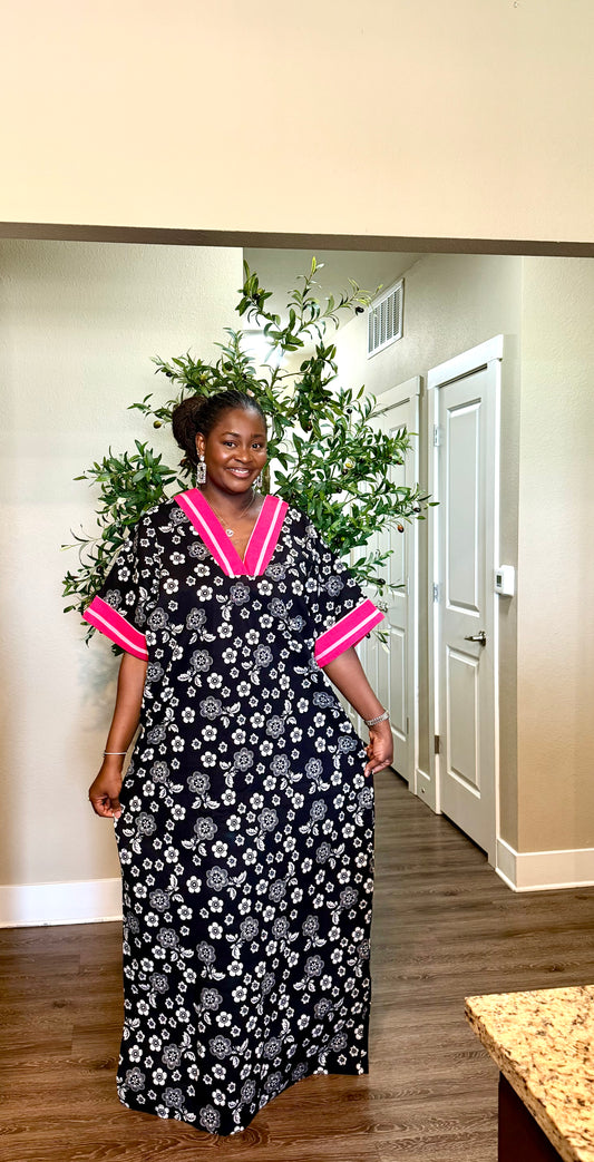 Black Floral Kaftan