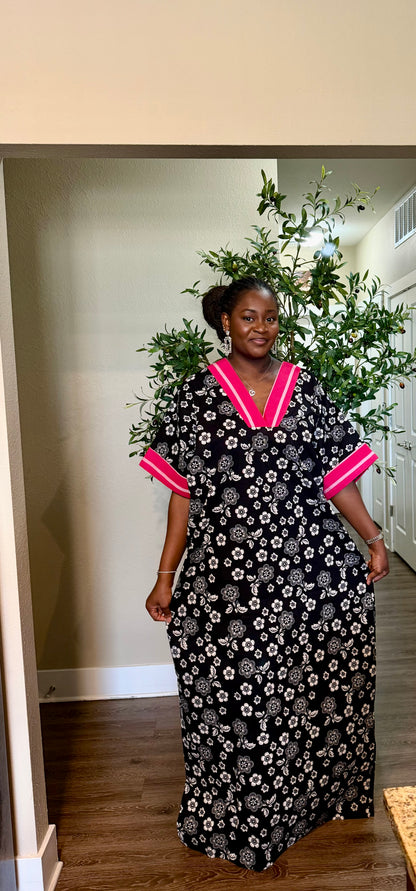 Black Floral Kaftan