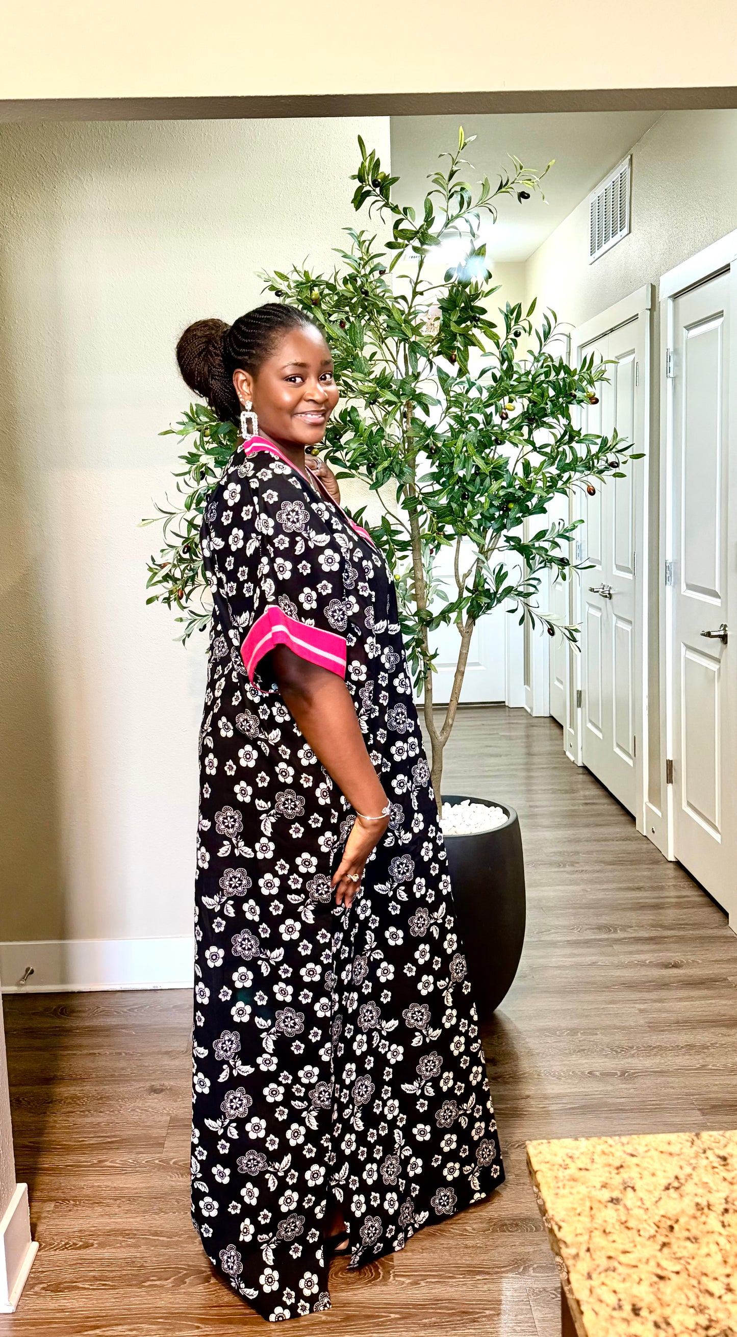 Black Floral Kaftan