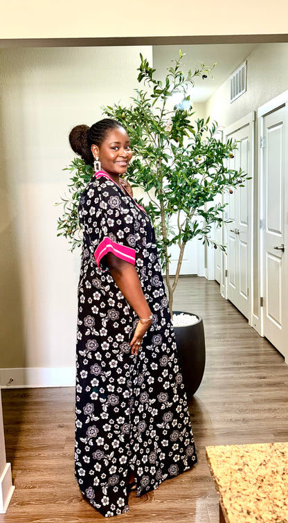 Black Floral Kaftan
