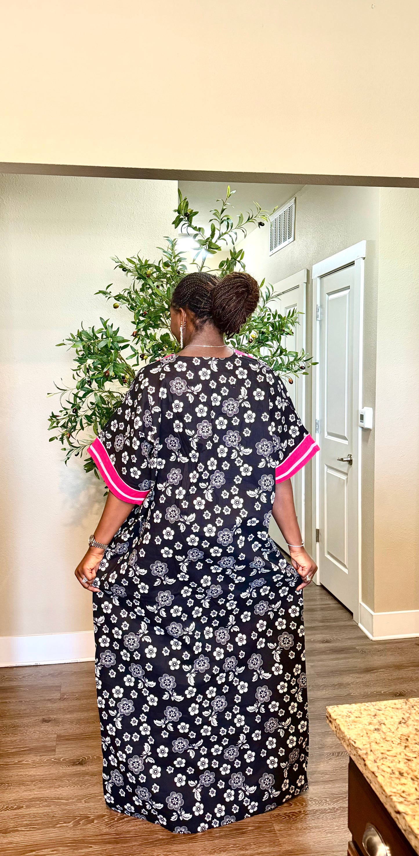 Black Floral Kaftan