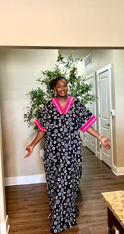 Black Floral Kaftan