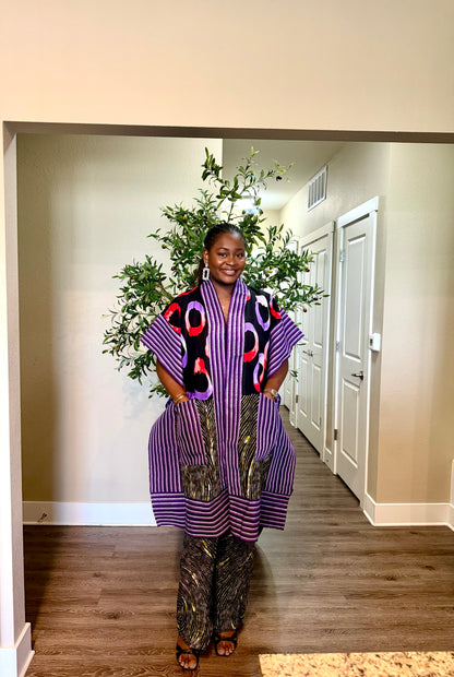 Purple Aso Oke Jacket Set