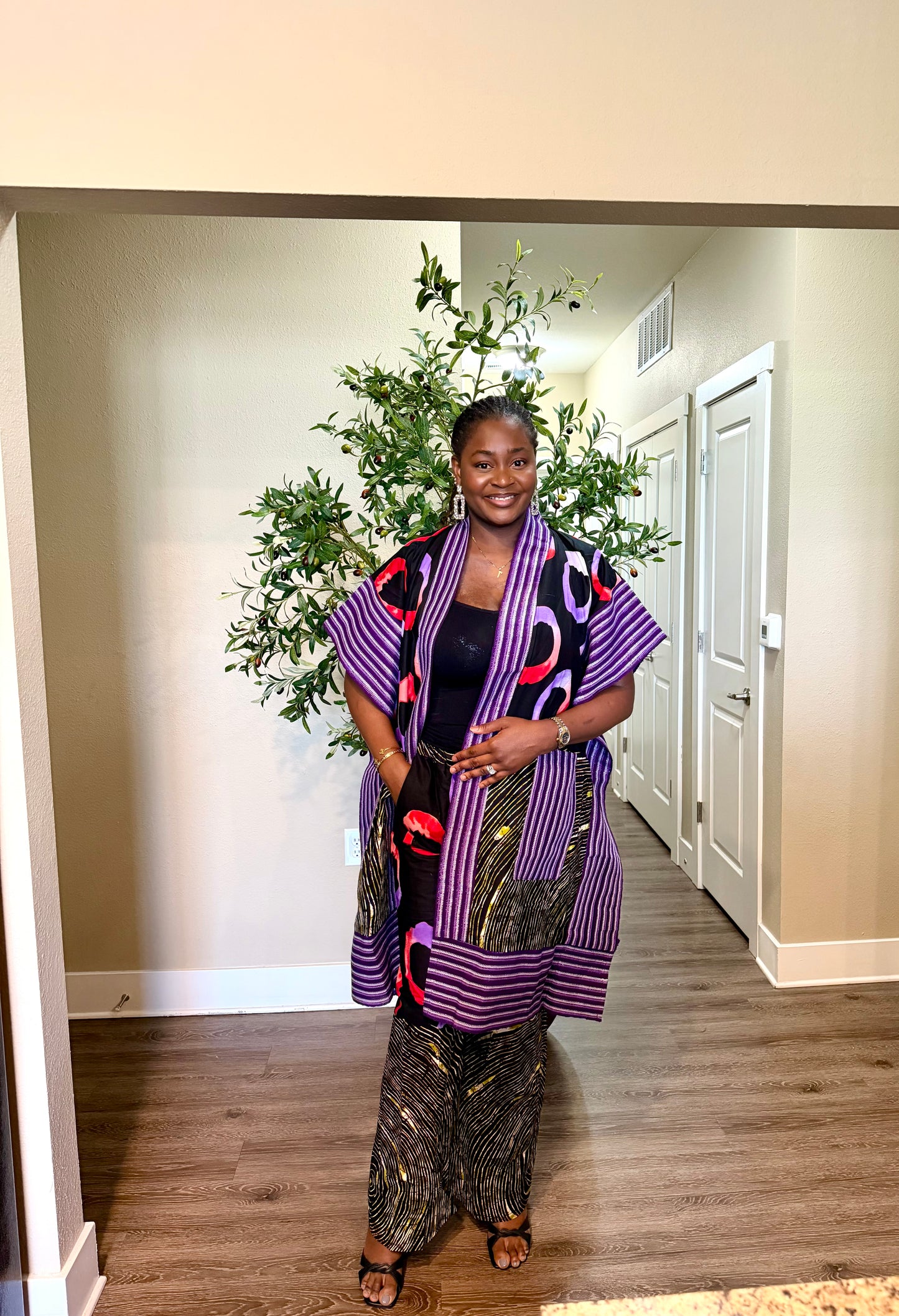 Purple Aso Oke Jacket Set