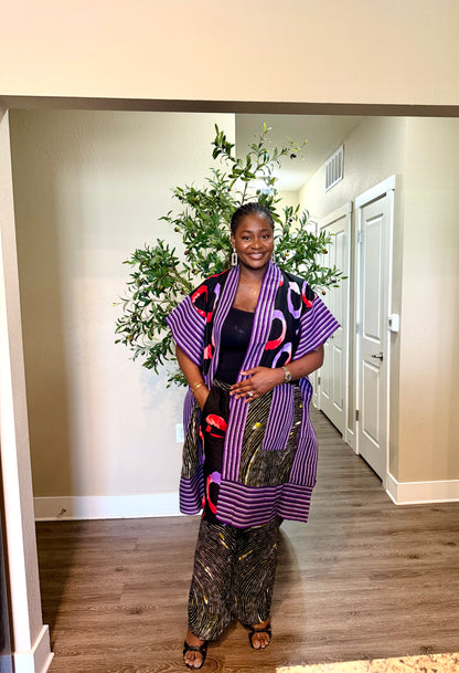 Purple Aso Oke Jacket Set