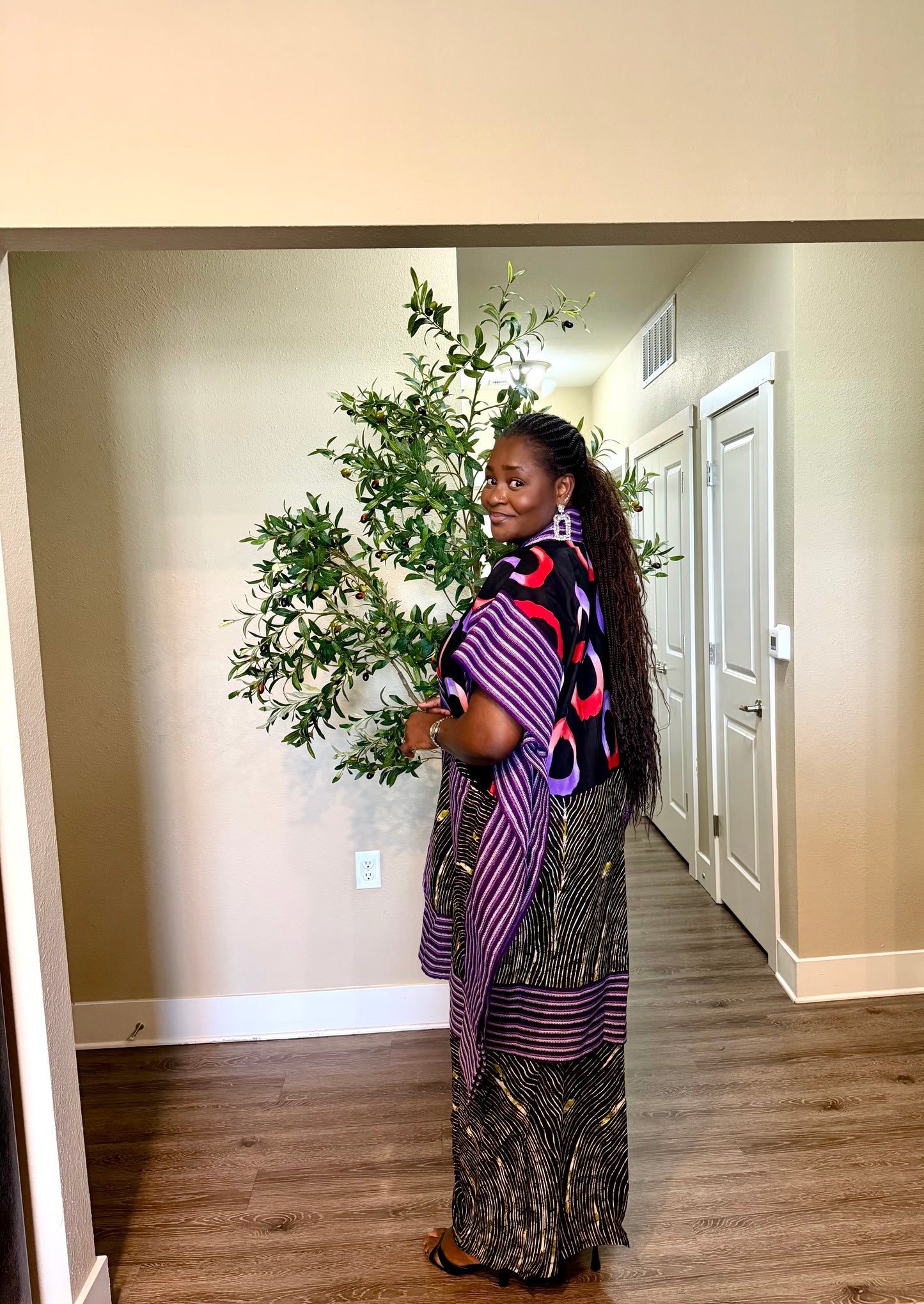 Purple Aso Oke Jacket Set