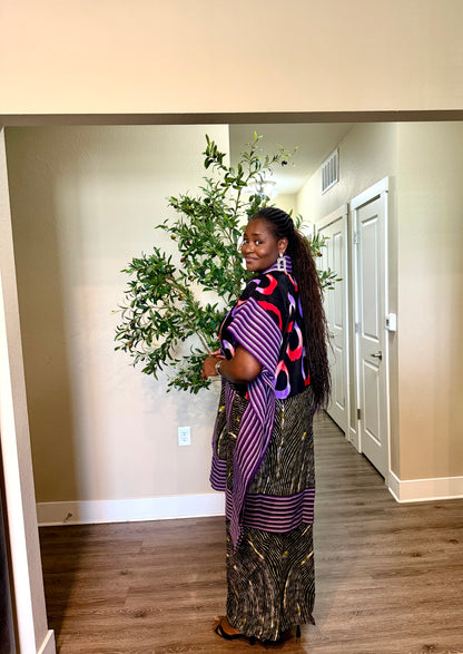 Purple Aso Oke Jacket Set