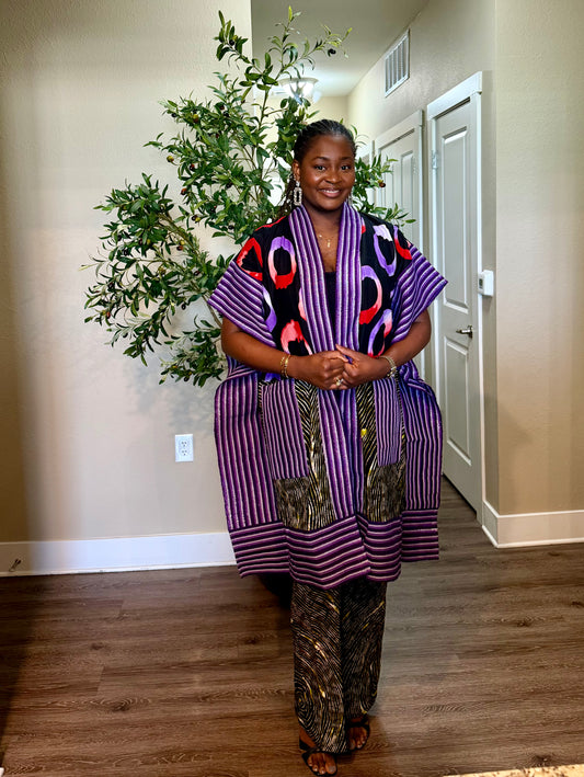 Purple Aso Oke Jacket Set