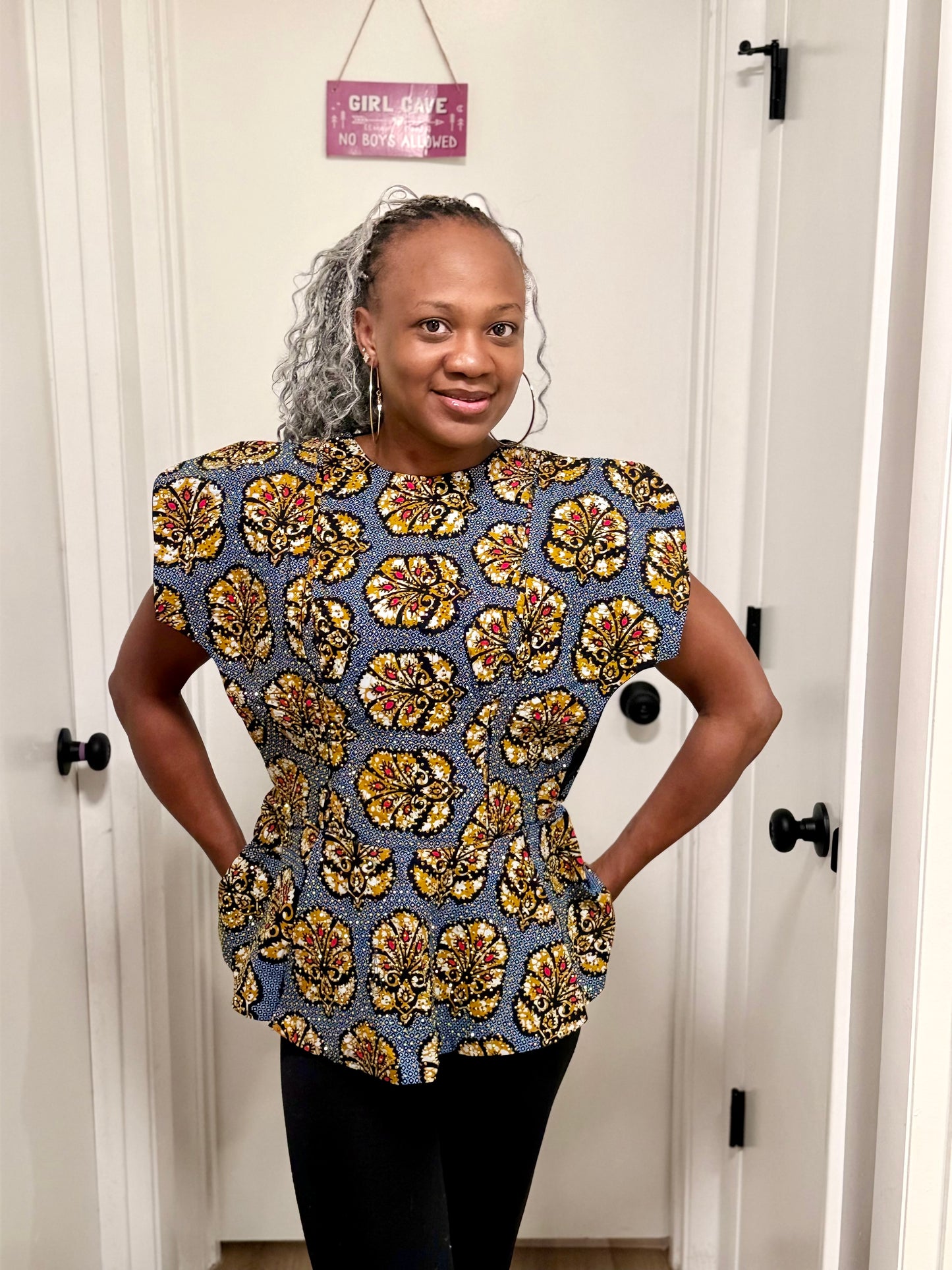 Stoned Ankara Peplum Top