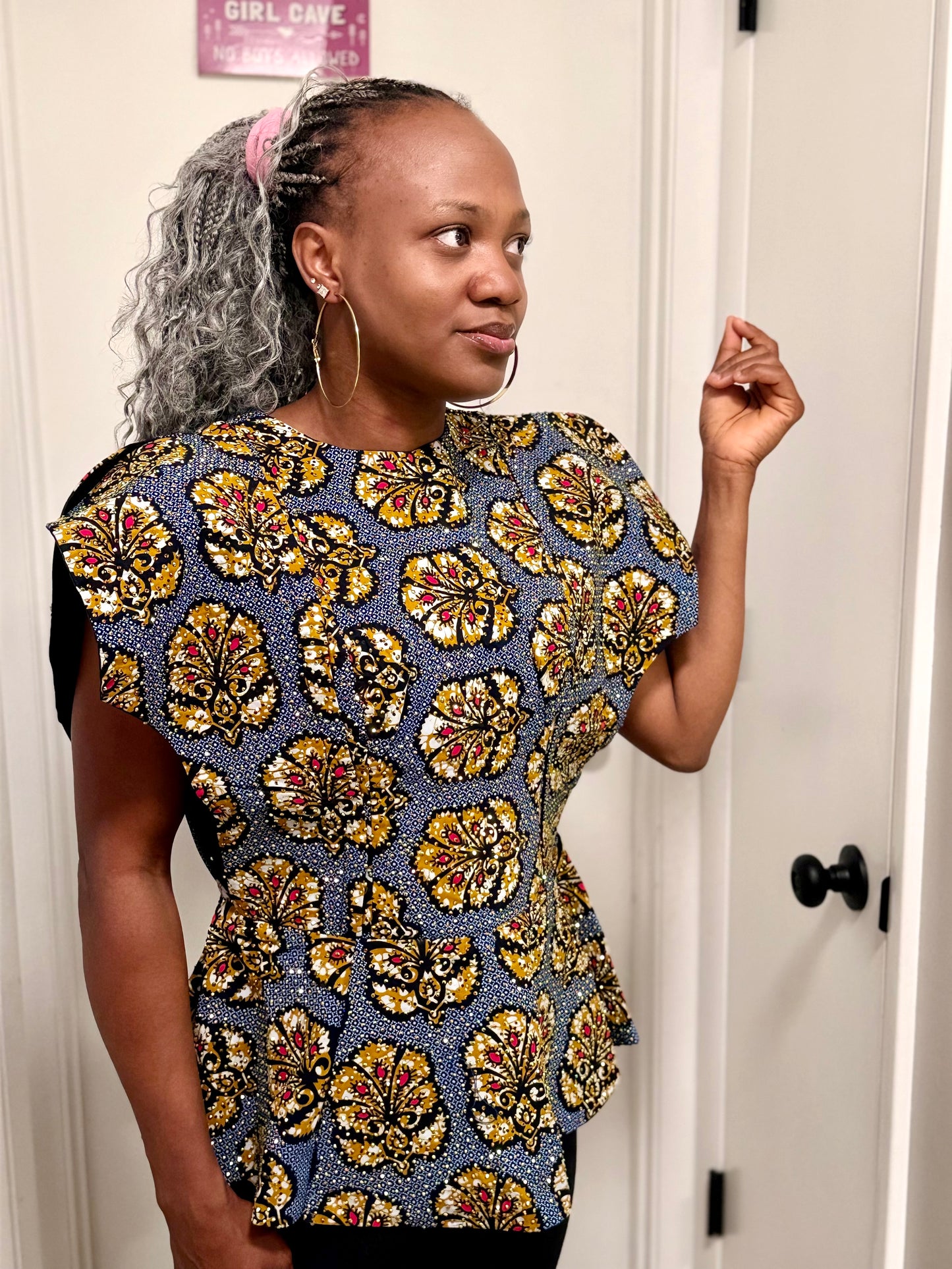 Stoned Ankara Peplum Top