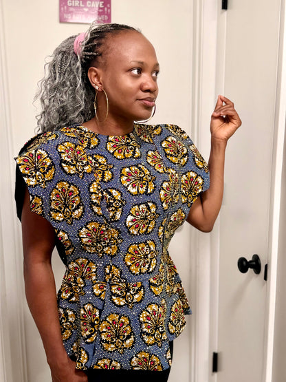 Stoned Ankara Peplum Top