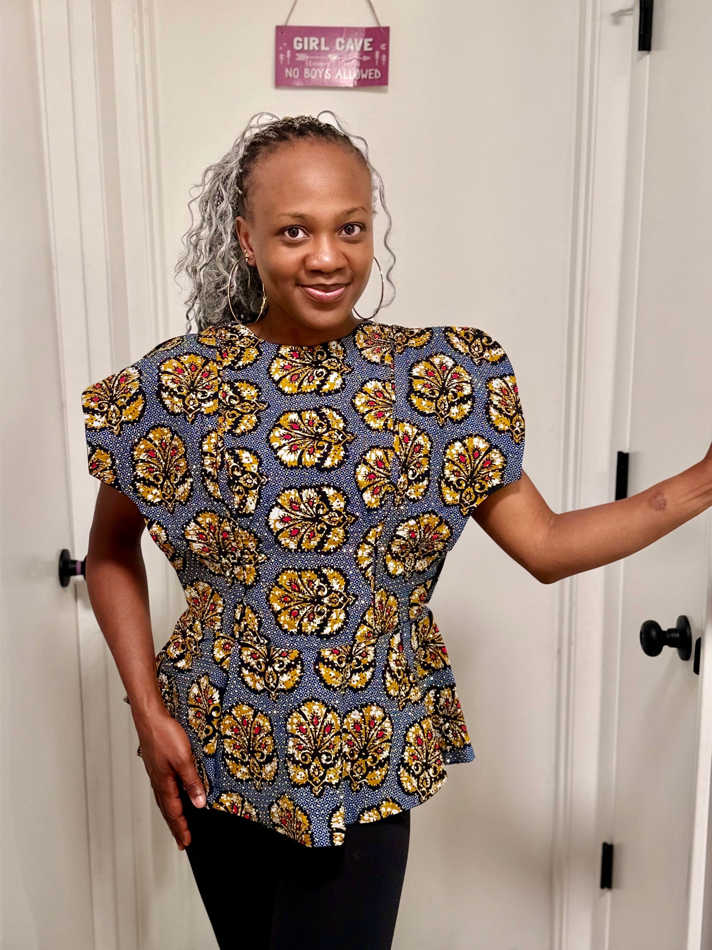 Stoned Ankara Peplum Top