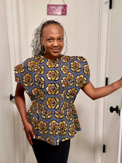 Stoned Ankara Peplum Top
