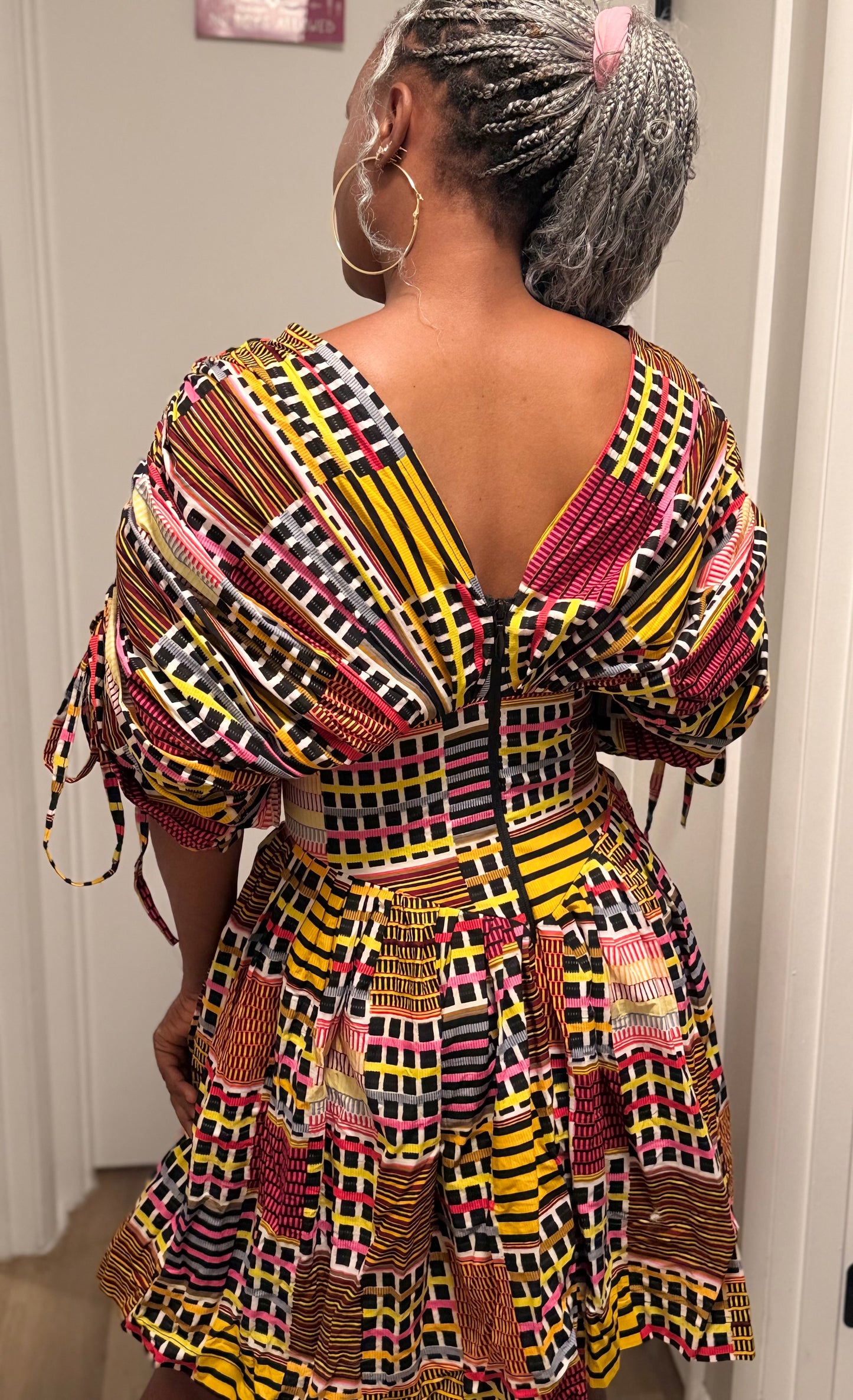 African Print Cinched  Mini Dress