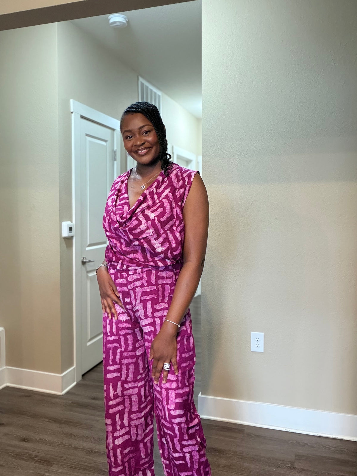 Draped Cowl- Neck Pant Set