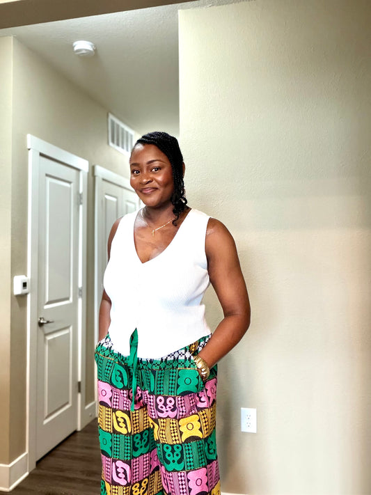 Akwete Wide-Leg Palazzo Pants