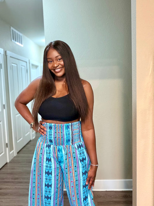 Blue Abstract African Print Palazzo pants