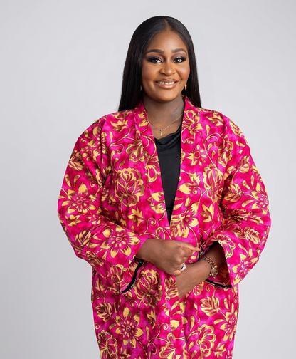 Pink & Gold Floral Kimono Jacket