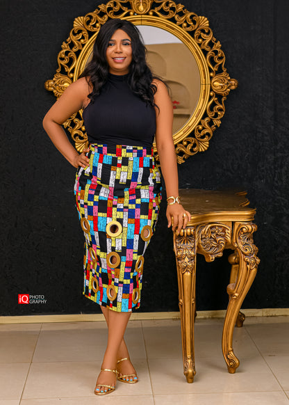 Metallic Eyelet Skirt