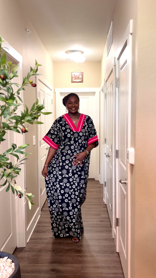 Black Floral Kaftan